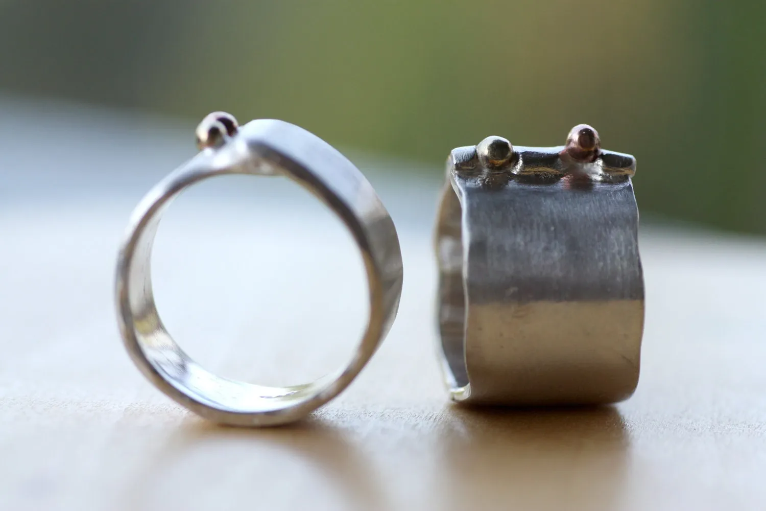 Chunky silver ring personalized with an engraved message