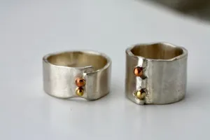 Chunky silver ring personalized with an engraved message