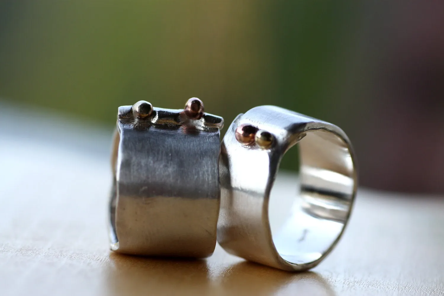 Chunky silver ring personalized with an engraved message