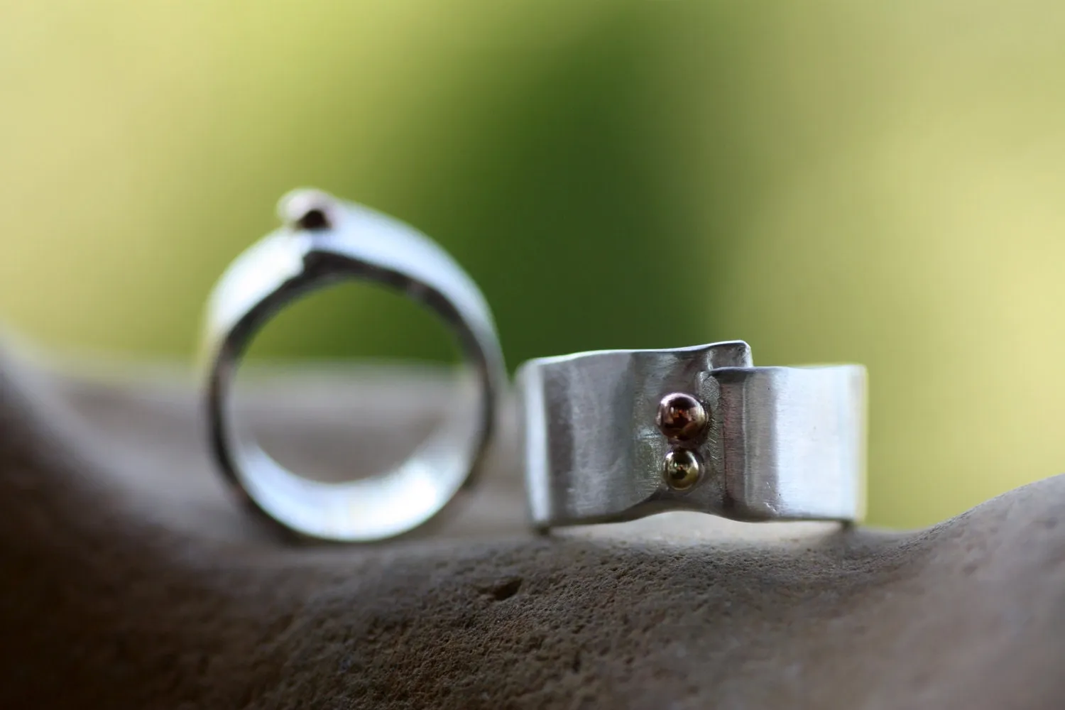 Chunky silver ring personalized with an engraved message