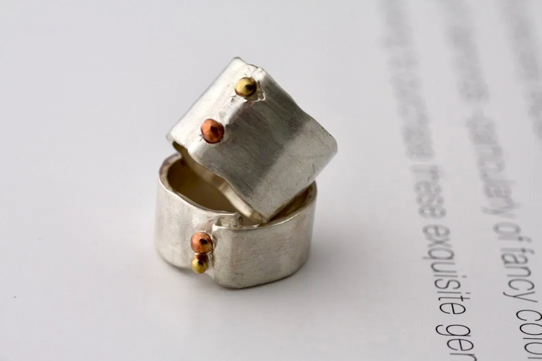Chunky silver ring personalized with an engraved message