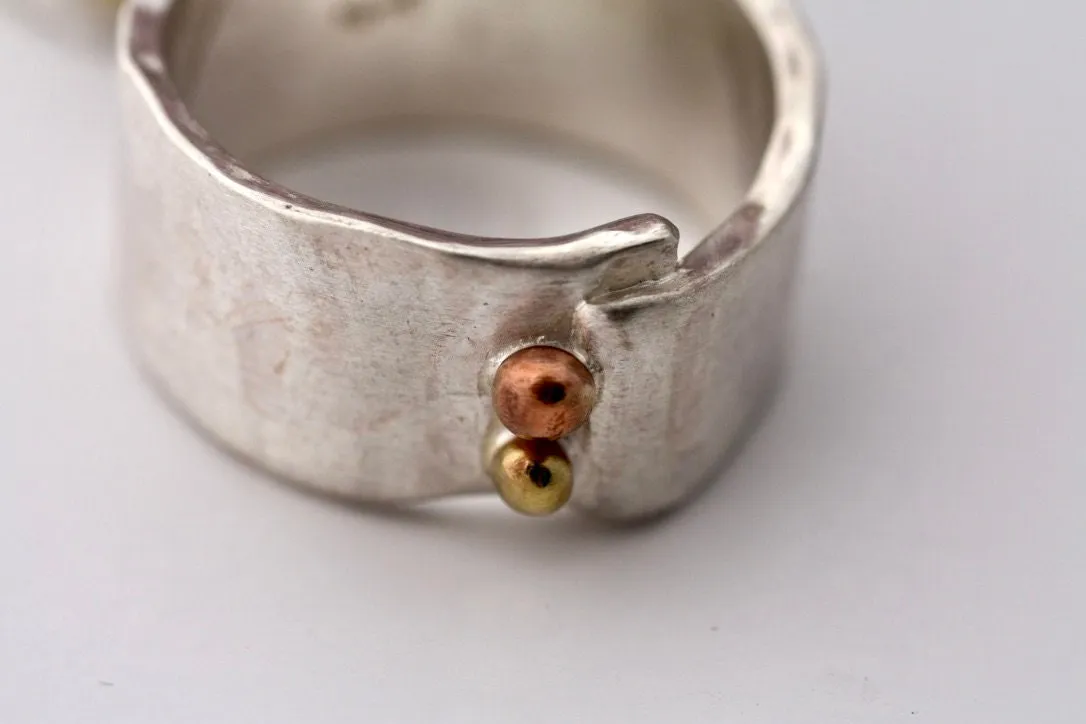 Chunky silver ring personalized with an engraved message