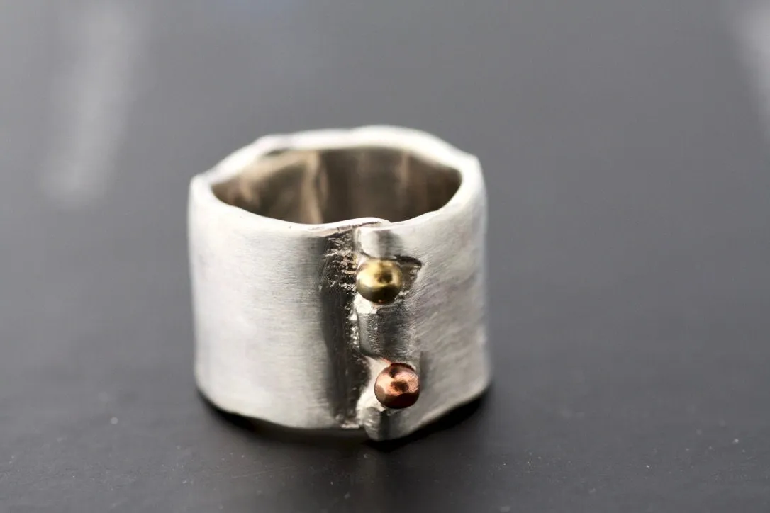Chunky silver ring personalized with an engraved message