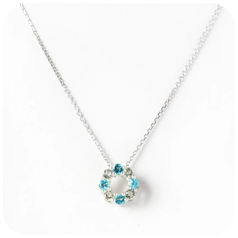 Circle of Life Necklace - Blue Topaz and Prasiolite