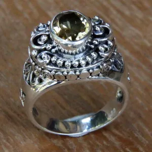 Citrine Cocktail Ring in Ornate Sterling Silver Setting - Golden Opportunity | NOVICA
