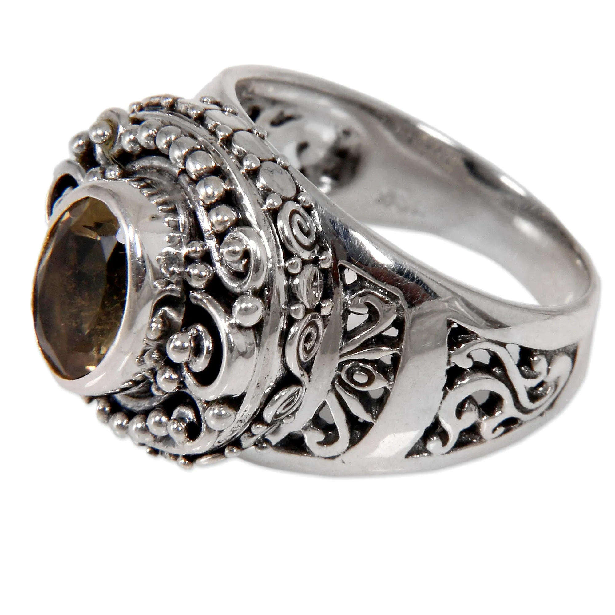 Citrine Cocktail Ring in Ornate Sterling Silver Setting - Golden Opportunity | NOVICA