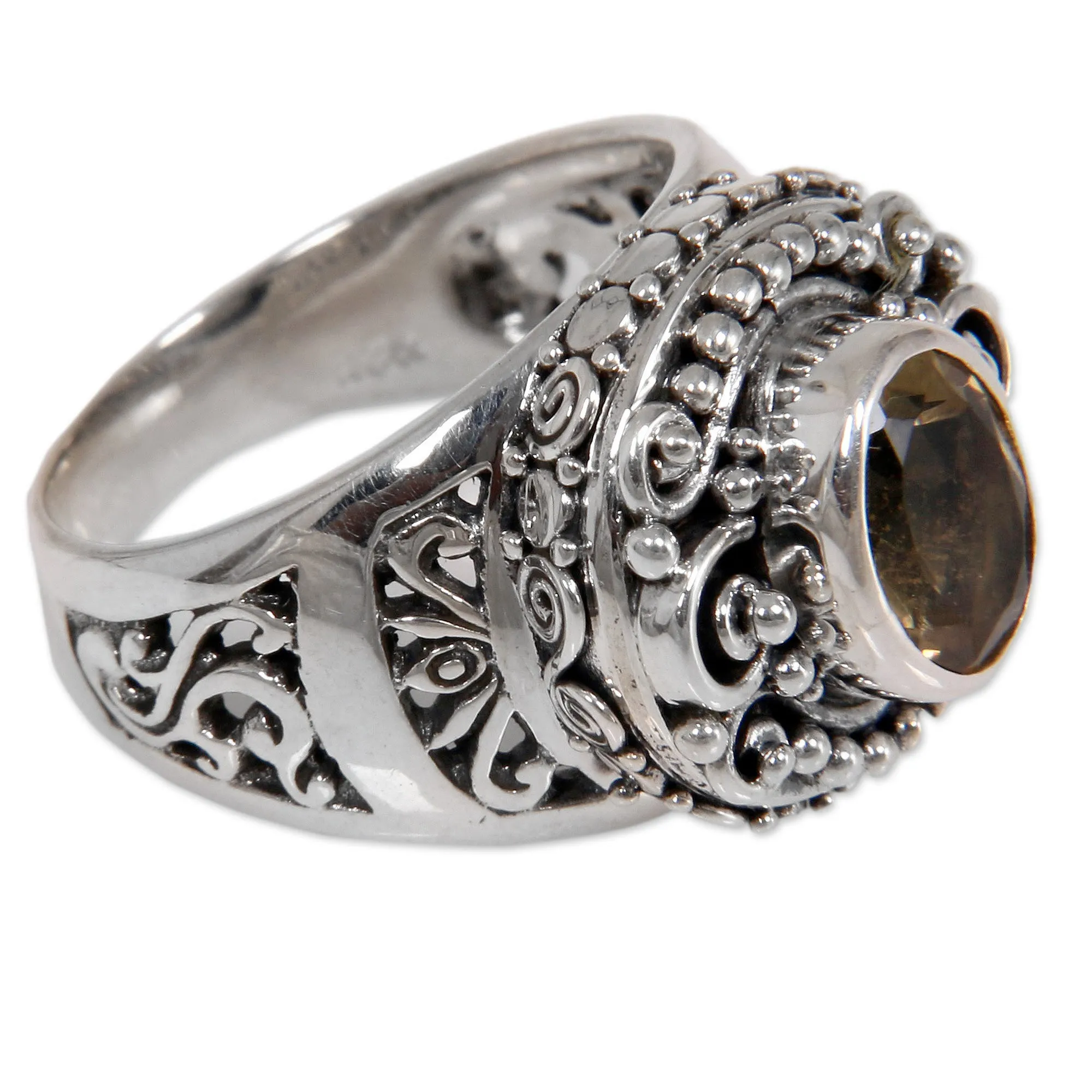 Citrine Cocktail Ring in Ornate Sterling Silver Setting - Golden Opportunity | NOVICA