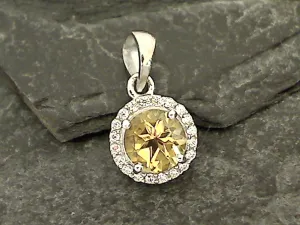 Citrine, CZ, Sterling Silver Small Pendant