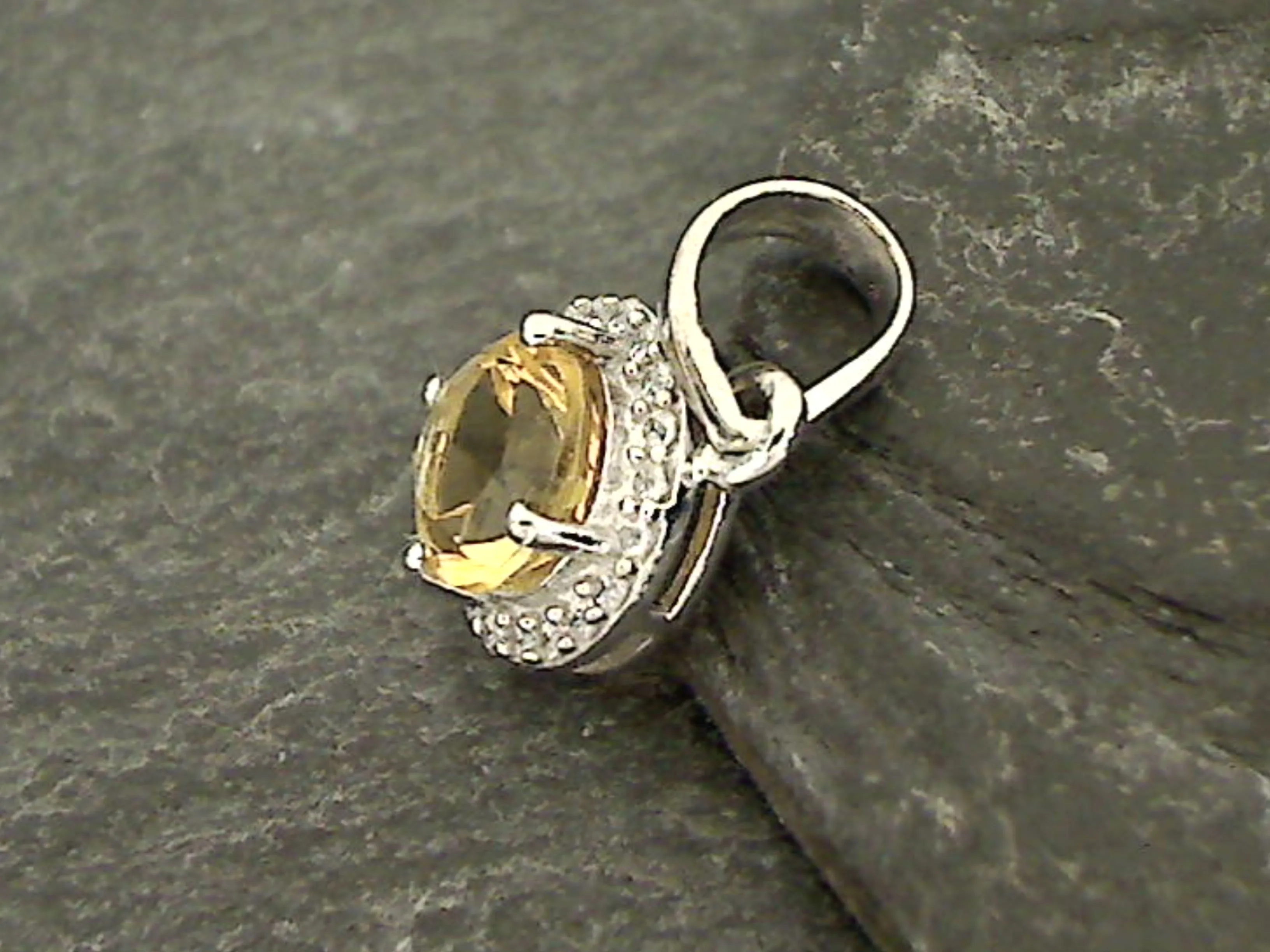 Citrine, CZ, Sterling Silver Small Pendant