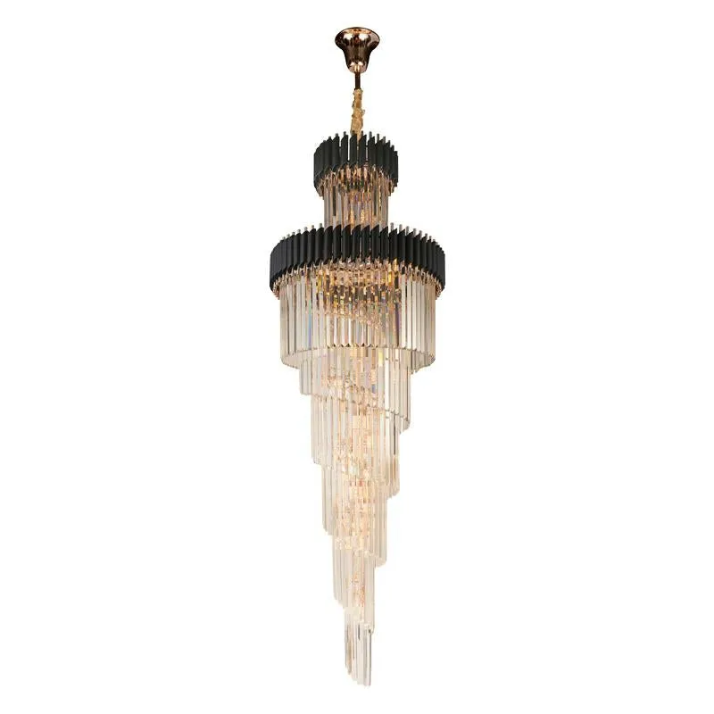 Classic Large Multi-layered Spiral Crystal Chandelier for Foyer/ Staircase