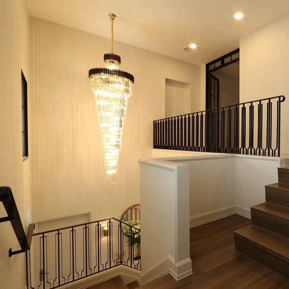Classic Large Multi-layered Spiral Crystal Chandelier for Foyer/ Staircase