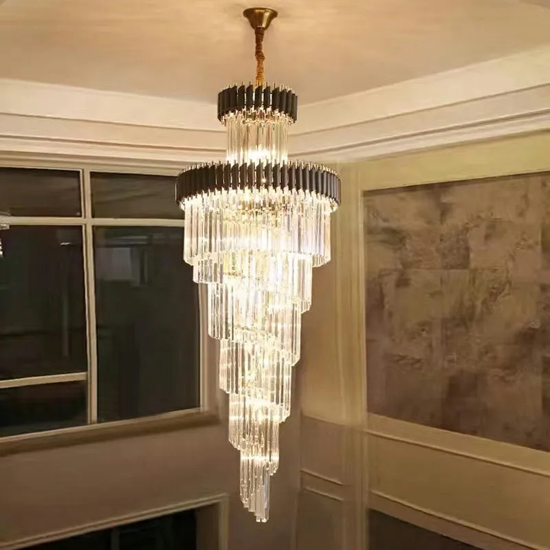 Classic Large Multi-layered Spiral Crystal Chandelier for Foyer/ Staircase