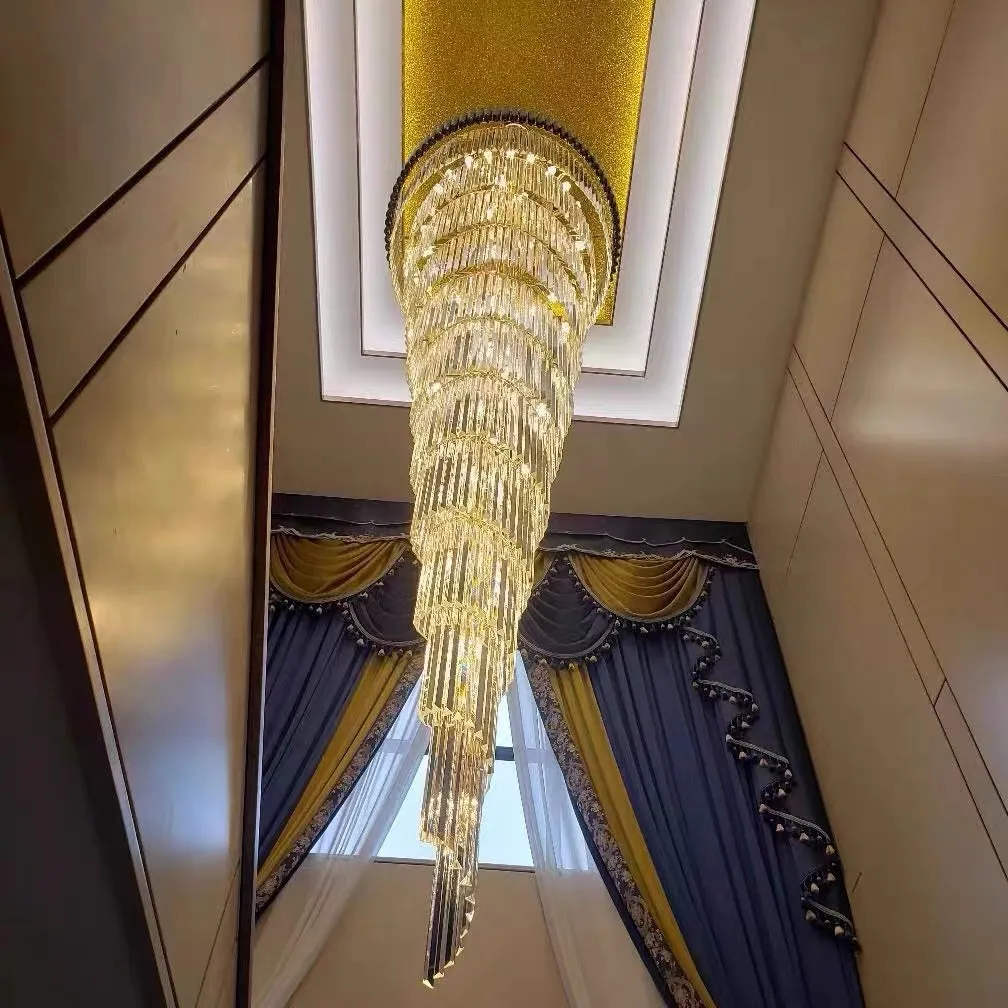 Classic Large Multi-layered Spiral Crystal Chandelier for Foyer/ Staircase