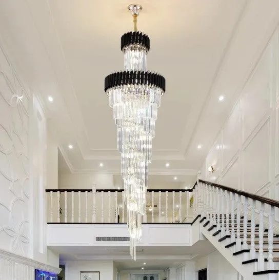 Classic Large Multi-layered Spiral Crystal Chandelier for Foyer/ Staircase