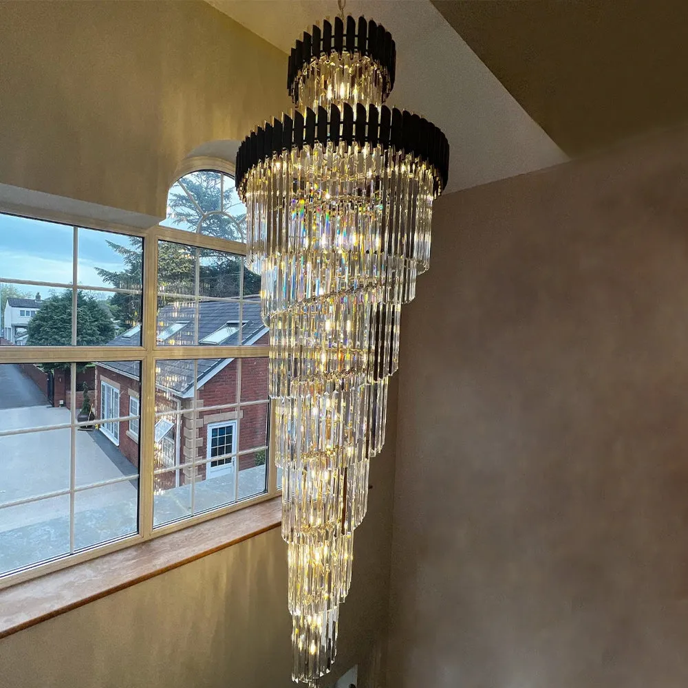 Classic Large Multi-layered Spiral Crystal Chandelier for Foyer/ Staircase