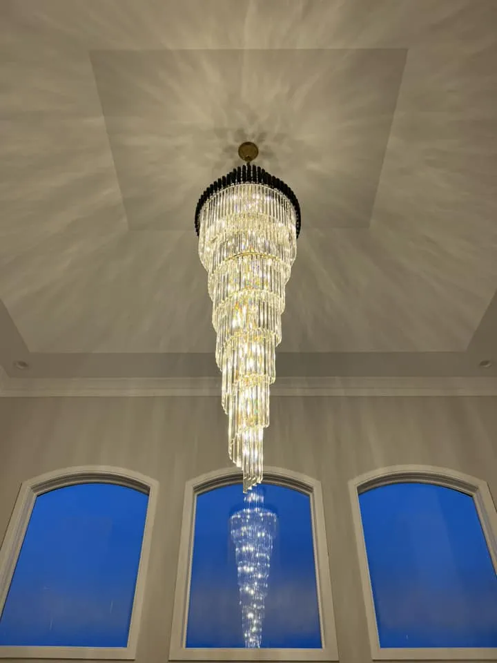 Classic Large Multi-layered Spiral Crystal Chandelier for Foyer/ Staircase