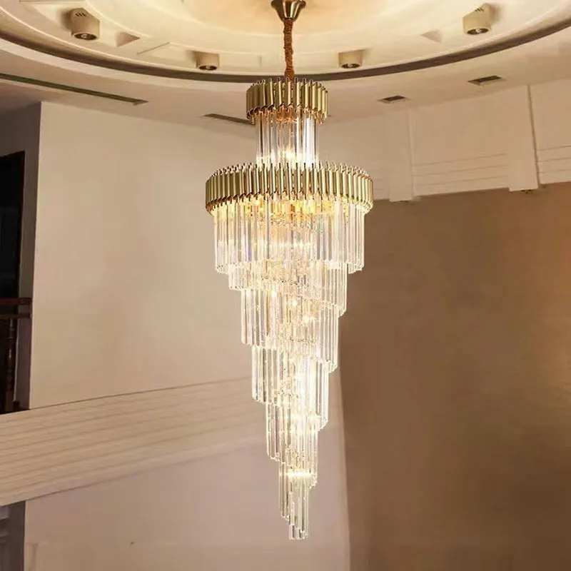 Classic Large Multi-layered Spiral Crystal Chandelier for Foyer/ Staircase