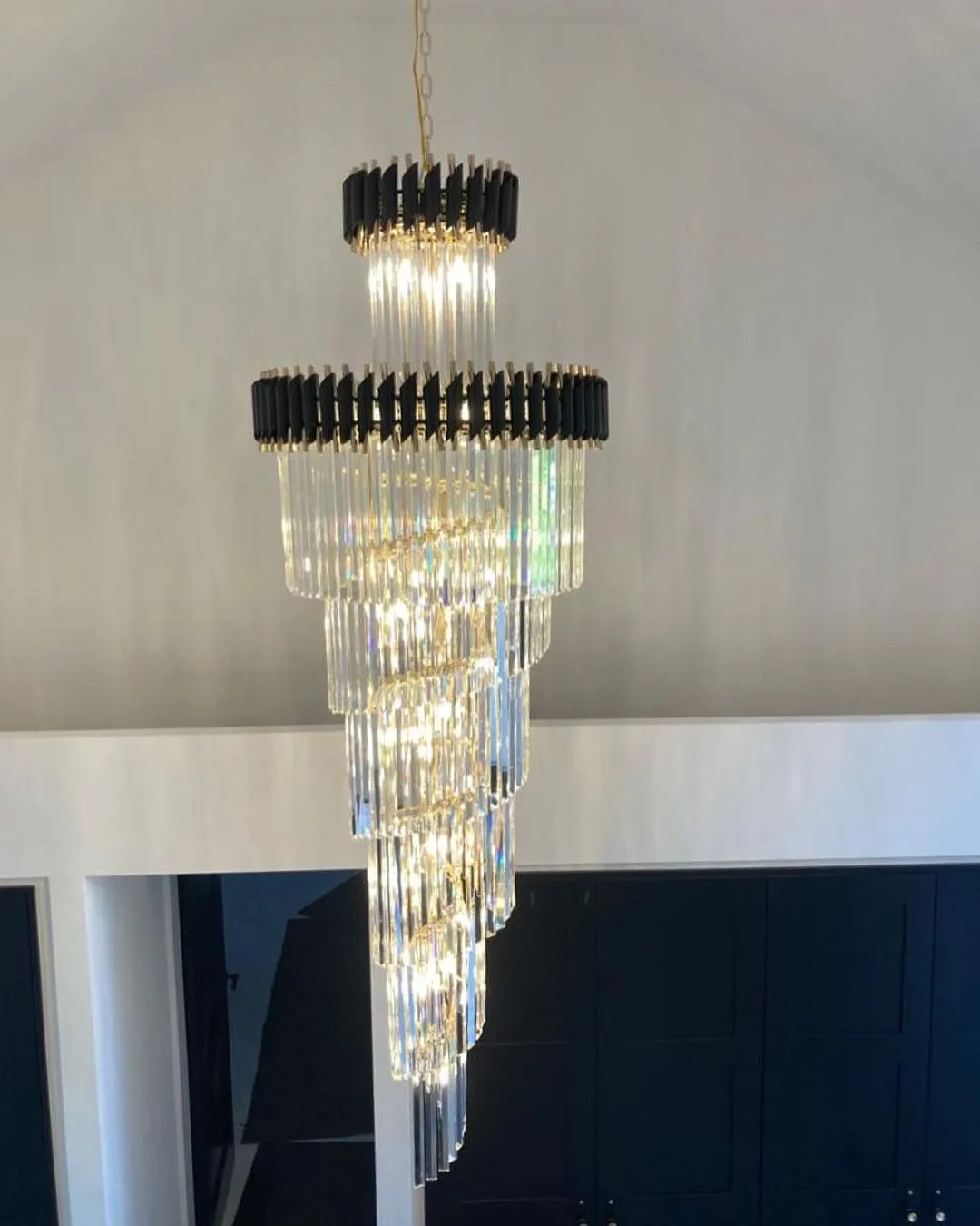 Classic Large Multi-layered Spiral Crystal Chandelier for Foyer/ Staircase