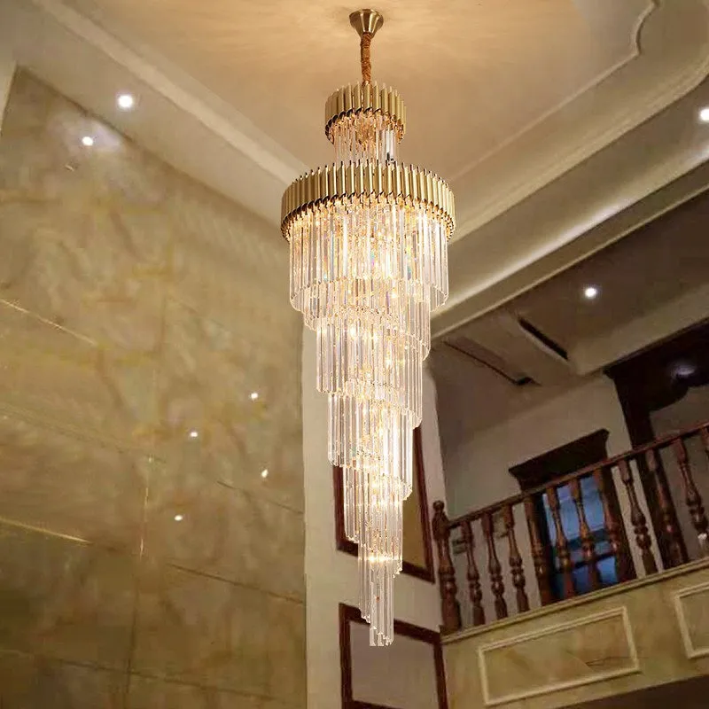 Classic Large Multi-layered Spiral Crystal Chandelier for Foyer/ Staircase