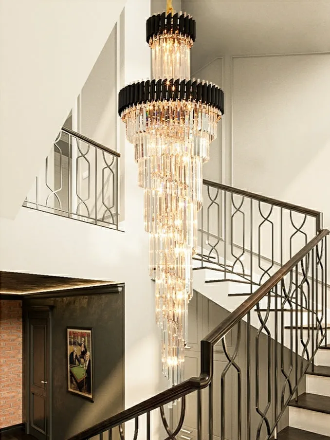 Classic Large Multi-layered Spiral Crystal Chandelier for Foyer/ Staircase