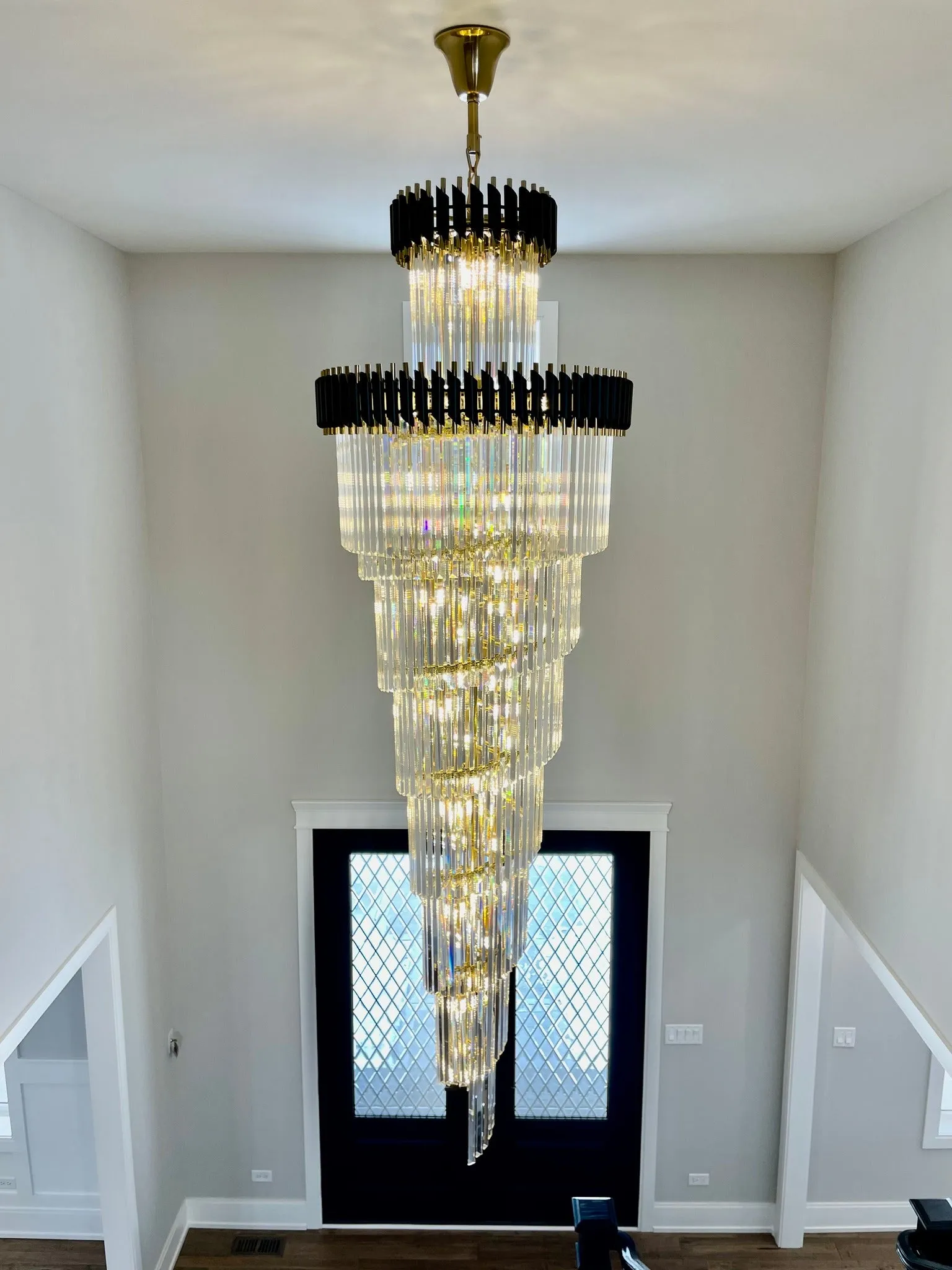 Classic Large Multi-layered Spiral Crystal Chandelier for Foyer/ Staircase