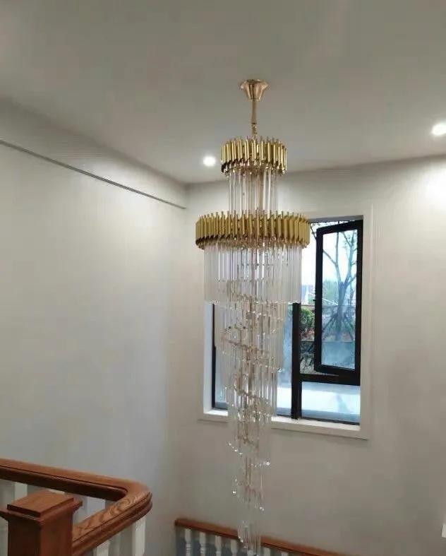 Classic Large Multi-layered Spiral Crystal Chandelier for Foyer/ Staircase