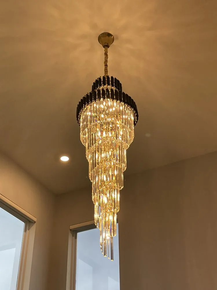 Classic Large Multi-layered Spiral Crystal Chandelier for Foyer/ Staircase