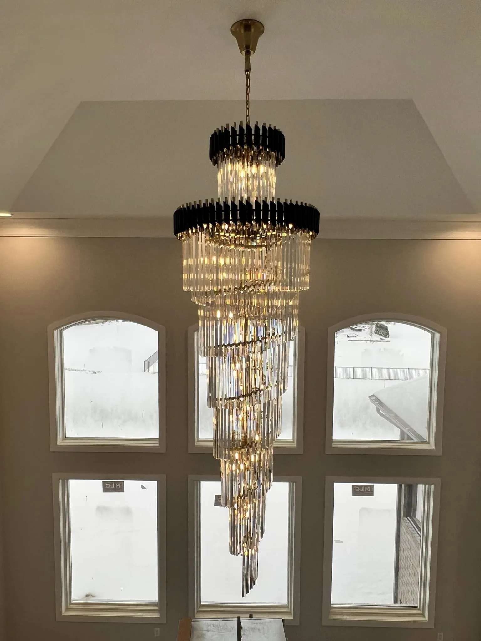 Classic Large Multi-layered Spiral Crystal Chandelier for Foyer/ Staircase