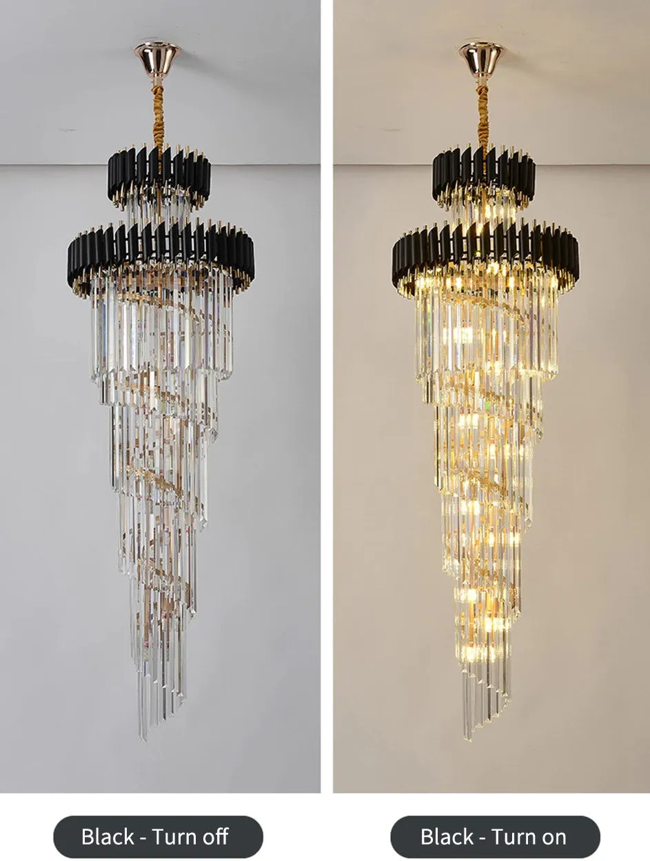 Classic Large Multi-layered Spiral Crystal Chandelier for Foyer/ Staircase