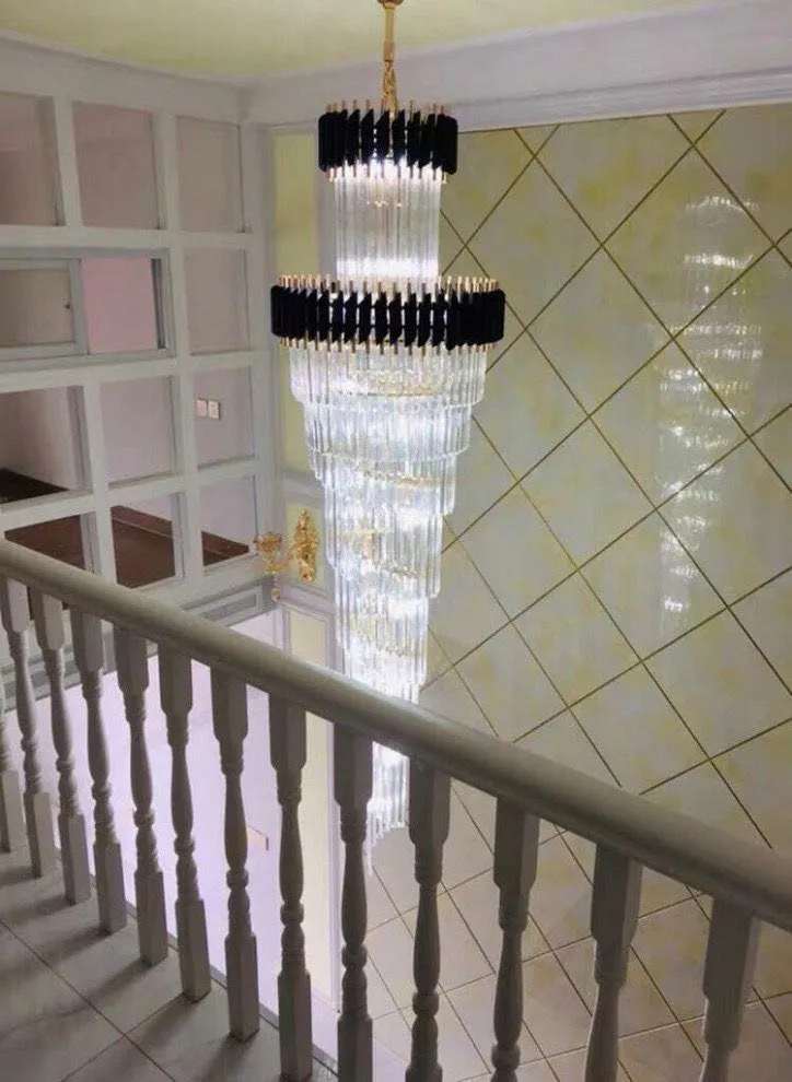 Classic Large Multi-layered Spiral Crystal Chandelier for Foyer/ Staircase