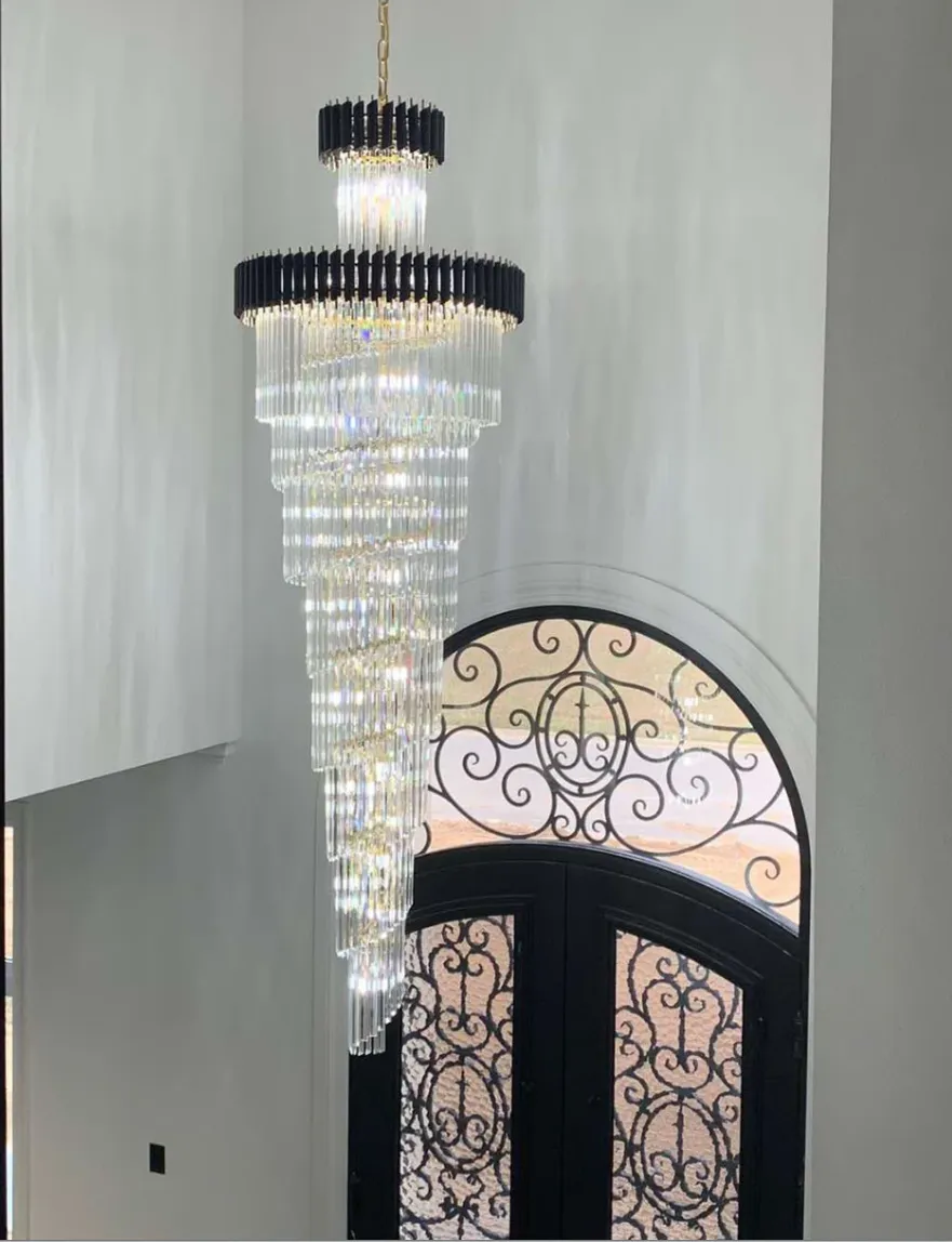 Classic Large Multi-layered Spiral Crystal Chandelier for Foyer/ Staircase