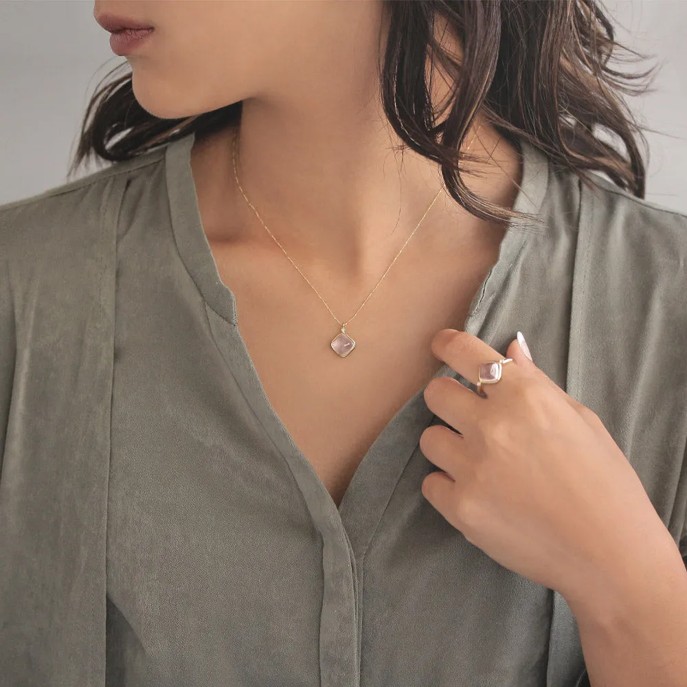 Clear Square Glass Jewel Necklace