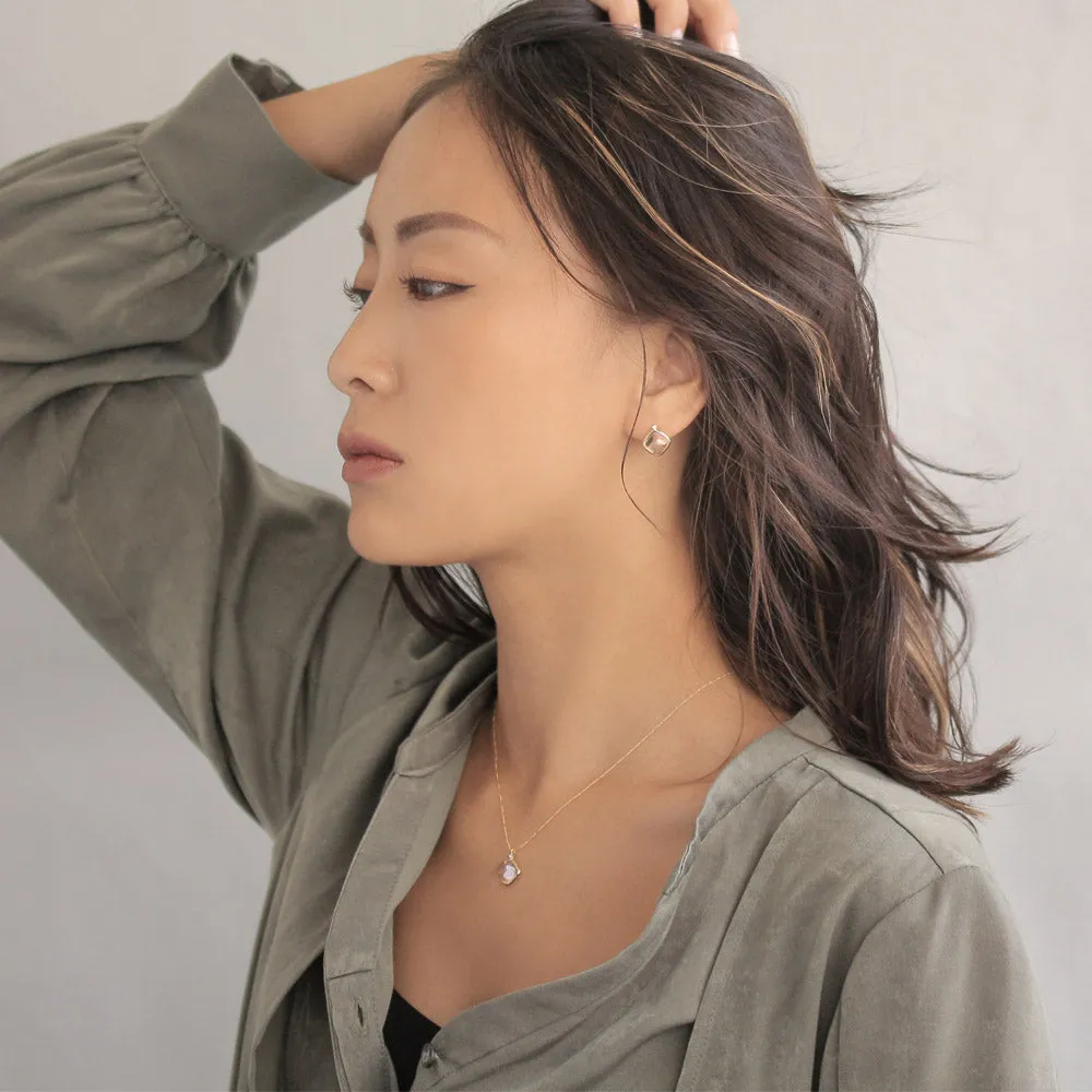 Clear Square Glass Jewel Necklace