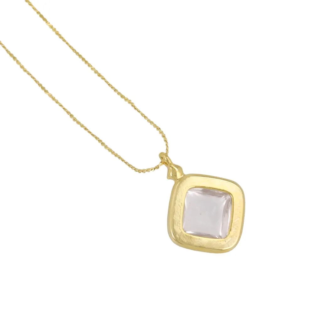 Clear Square Glass Jewel Necklace