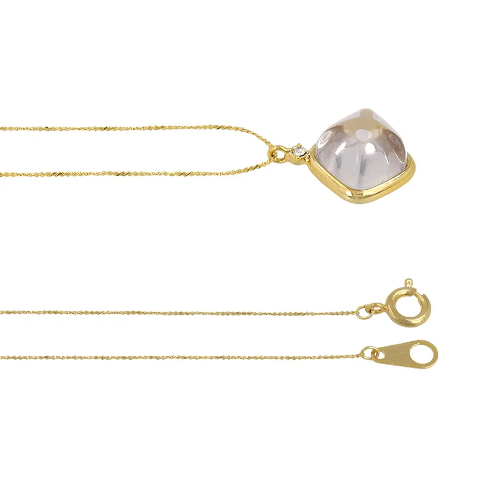 Clear Square Glass Jewel Necklace
