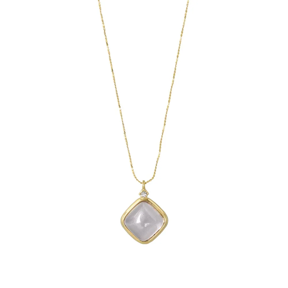 Clear Square Glass Jewel Necklace
