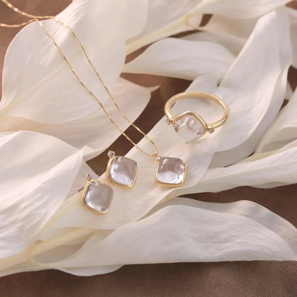 Clear Square Glass Jewel Necklace