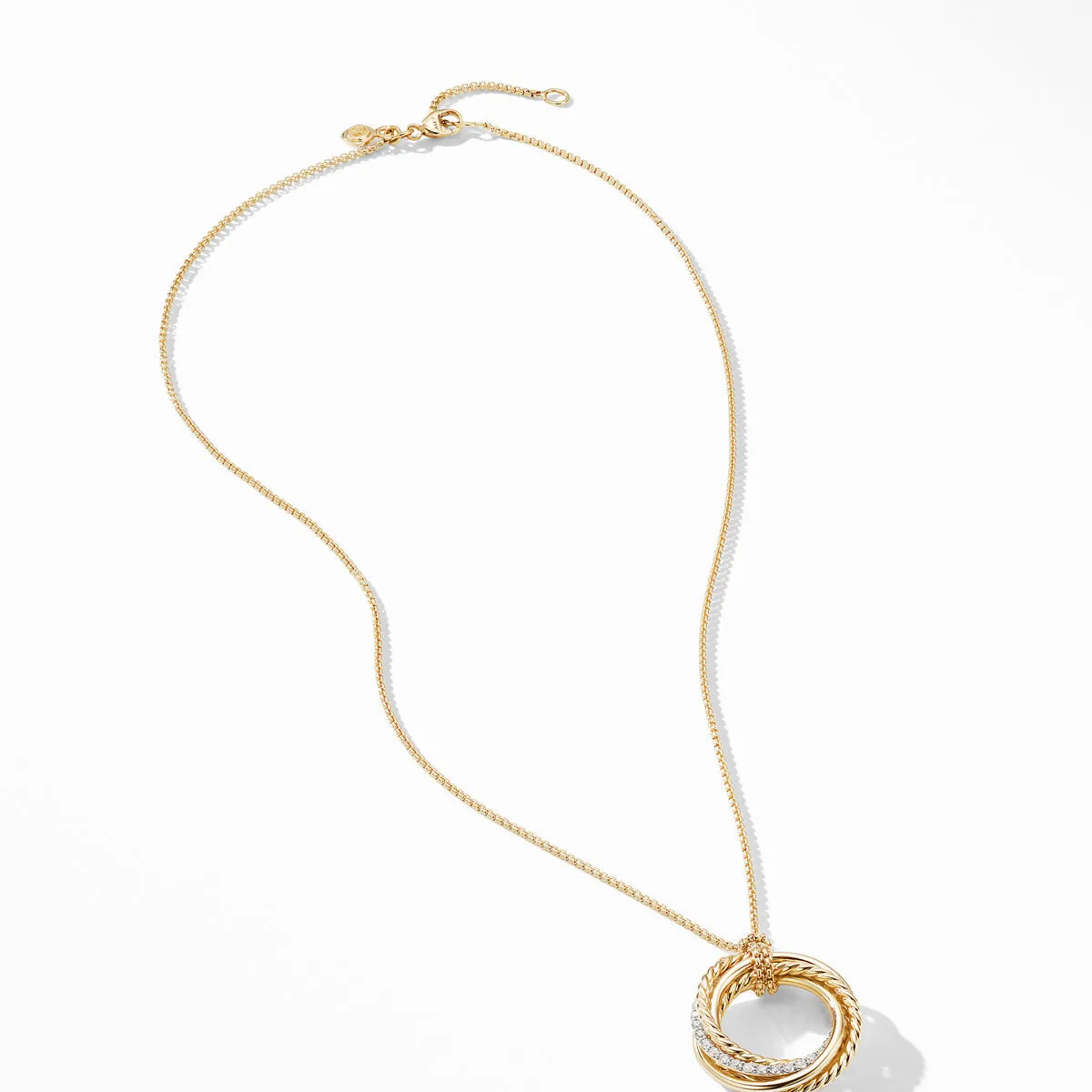 Crossover Pendant Necklace in 18K Yellow Gold with Diamonds