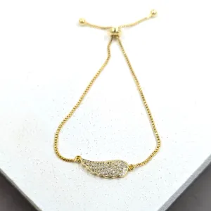 Crystal encrusted angel wing friendship bracelet