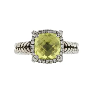 David Yurman Chatelaine Pave Bezel Ring with Lemon Citrine and Diamonds