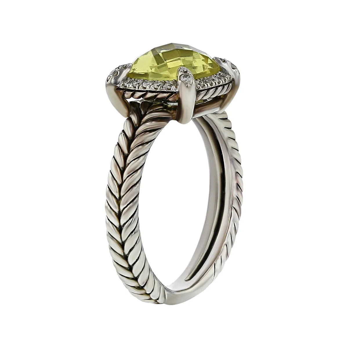 David Yurman Chatelaine Pave Bezel Ring with Lemon Citrine and Diamonds