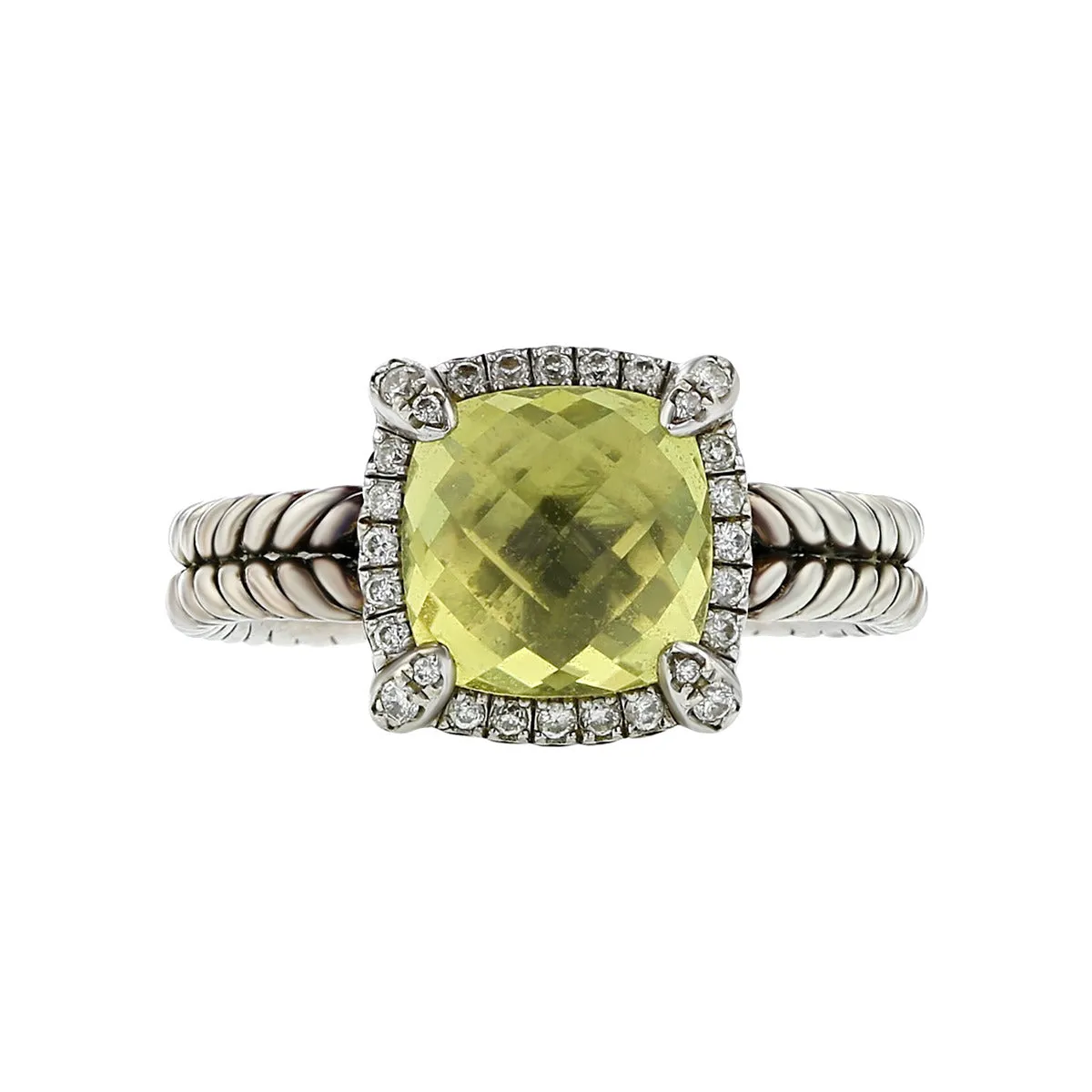 David Yurman Chatelaine Pave Bezel Ring with Lemon Citrine and Diamonds