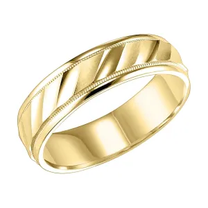 Diagonal Cut Comfort Fit Yellow Gold Wedding Band | 6mm | Size 6