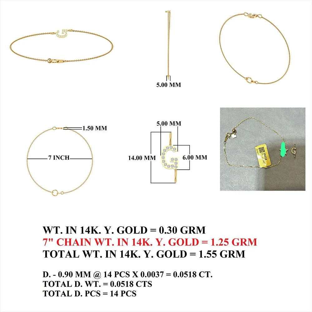 Diamond G Letter Bracelet