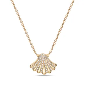 Diamond Sea Shell Pendant Necklace