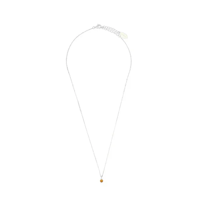 Diamonds by Georgini - Natural Citrine and Diamond November Pendant Silver