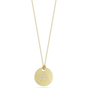 Disc Pendant with Diamond Initial A