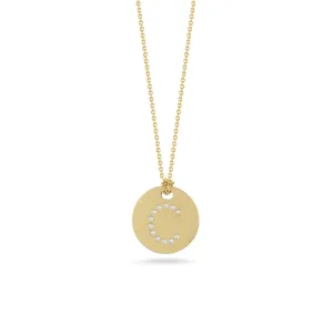 Disc Pendant with Diamond Initial C