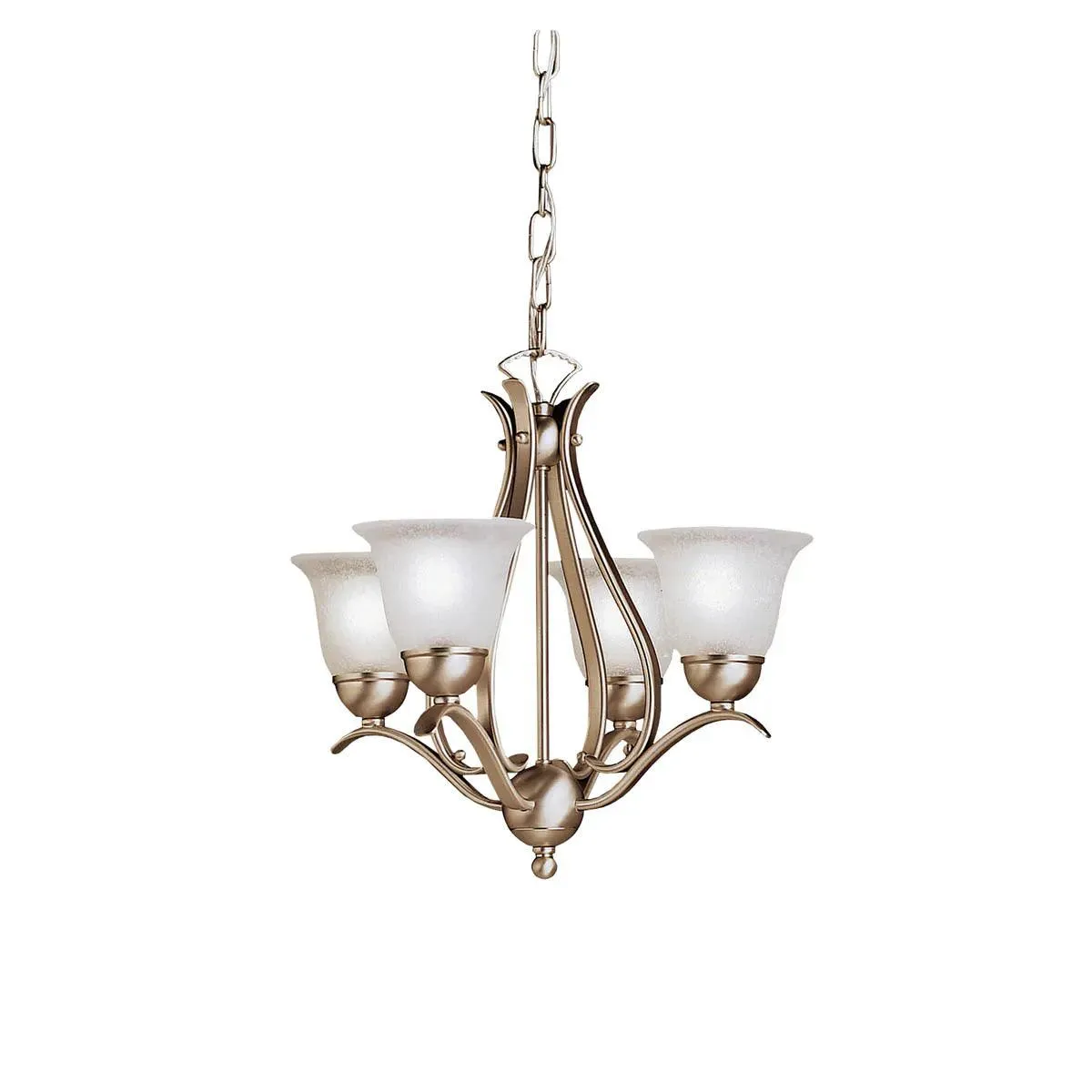 Dover 18" 4-Light Chandelier 1-Tier with Satin Etched Seeded Glass, Brushed Nickel Finish