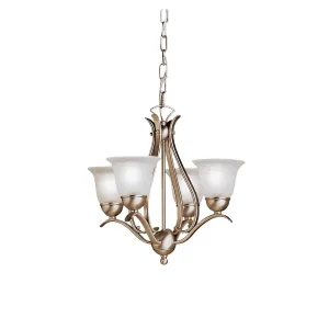 Dover 18" 4-Light Chandelier 1-Tier with Satin Etched Seeded Glass, Brushed Nickel Finish